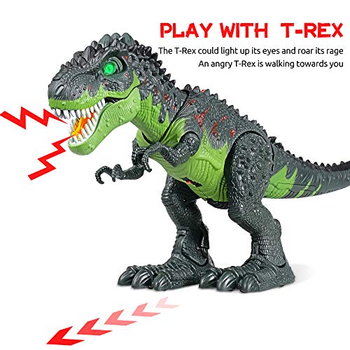 WQ Remote Control Dinosaur Toys for Kids 5-7, Electronic Walking Robot Dinosaur, Roar Sounds, Flashing Light, Laying Eggs, Realistic RC Dinosaur T-Rex Toys Birthday Gift for Boys Girls 3+ Years Old