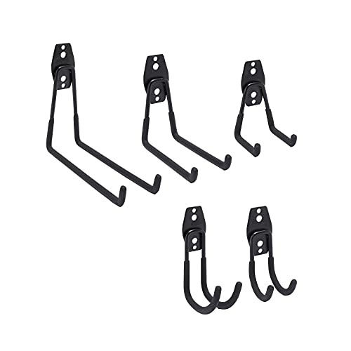 GSM Brands Garage Hooks, Heavy Duty Wall Mounted Utility Storage, Coated Steel 12 Pack [ Variety Pack, 5 Different Sizes ]