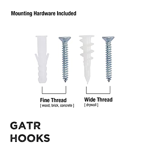 GSM Brands Garage Hooks, Heavy Duty Wall Mounted Utility Storage, Coated Steel 12 Pack [ Variety Pack, 5 Different Sizes ]