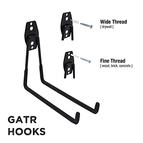 GSM Brands Garage Hooks, Heavy Duty Wall Mounted Utility Storage, Coated Steel 12 Pack [ Variety Pack, 5 Different Sizes ]