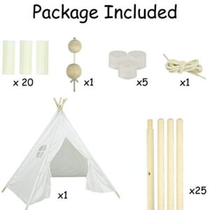 Ogrmar Kids Teepee Play Tent Foldable White Canvas Kids Playhouse Portable Kids Tent for Girls and Boys to Play Indoor and Outdoor