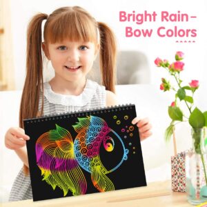 LET'S GO! Toys for Girls Ages 3-8 2 Pack Halloween Rainbow Scratch Paper Art for Kids Toys for 3 4 5 6 7 8 9 10 Year Old Girls Magic Arts and Crafts Supplies for Kids Ages 8-12 Kids Christmas Gifts