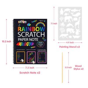 LET'S GO! Toys for Girls Ages 3-8 2 Pack Halloween Rainbow Scratch Paper Art for Kids Toys for 3 4 5 6 7 8 9 10 Year Old Girls Magic Arts and Crafts Supplies for Kids Ages 8-12 Kids Christmas Gifts