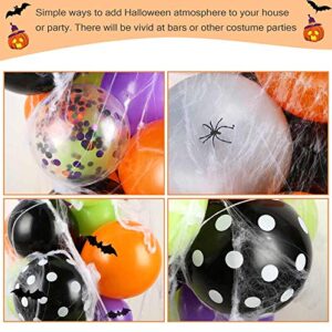 Auihiay 155 Pieces Halloween Balloon Garland Arch Kit Include Black Orange Purple Latex Balloons, Confetti Balloons, Spider Web, 3D Bats for Halloween Party Background Classroom Decoration