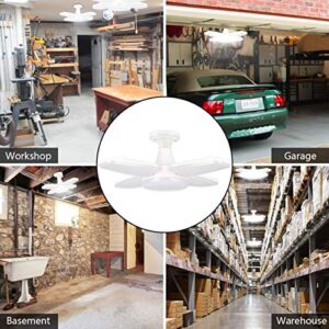 4 Pack LED Garage Lights, 60W 6000LM Deformable Garage Ceiling Light, E26 Dimmable Garage Light, 6500K LED 4-Leaf Light for Garage Workshop Warehouse Basement