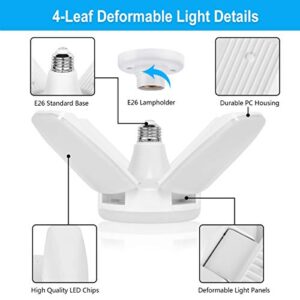 4 Pack LED Garage Lights, 60W 6000LM Deformable Garage Ceiling Light, E26 Dimmable Garage Light, 6500K LED 4-Leaf Light for Garage Workshop Warehouse Basement