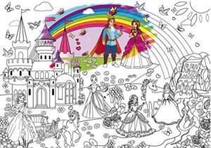 alex art, giant coloring poster - princess huge posters to color - large coloring poster for wall - coloring posters for kids - giant coloring pages - jumbo coloring poster, big 38.5" x 26"