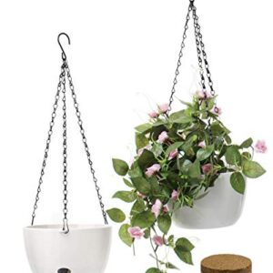 SAROSORA 8'' Self Watering Hanging Basket Planter for Outdoor Indoor Plants Flowers Herbs Planters(2-Pack, 8'')