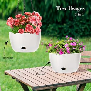 SAROSORA 8'' Self Watering Hanging Basket Planter for Outdoor Indoor Plants Flowers Herbs Planters(2-Pack, 8'')