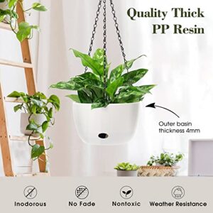 SAROSORA 8'' Self Watering Hanging Basket Planter for Outdoor Indoor Plants Flowers Herbs Planters(2-Pack, 8'')