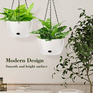 SAROSORA 8'' Self Watering Hanging Basket Planter for Outdoor Indoor Plants Flowers Herbs Planters(2-Pack, 8'')