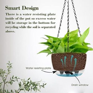 SAROSORA 8'' Self Watering Hanging Basket Planter for Outdoor Indoor Plants Flowers Herbs Planters(2-Pack, 8'')