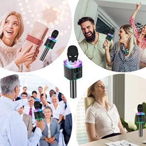 BONAOK Wireless Bluetooth Karaoke Microphone with LED Lights, Handheld Karaoke Machine with Magic Sing Recording for Kids Adults Gift Q31 (Green)