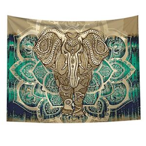 bohemian elephant tapestry - mandala boho vintage watercolor yoga tapestries wall hanging indian art home decoration bedroom decor living room door curtain balcony sheer room divider 59.1" × 51.2"