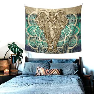 Bohemian Elephant Tapestry - Mandala Boho Vintage Watercolor Yoga Tapestries Wall Hanging Indian Art Home Decoration Bedroom Decor Living Room Door Curtain Balcony Sheer Room Divider 59.1" × 51.2"