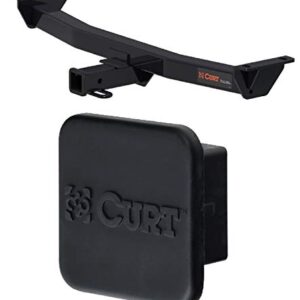Curt 13417 22272 Class 3 Trailer Hitch with 2 Inch Receiver and 2 Inch Rubber Hitch Tube Cover Bundle for 19-20 Ford Ranger