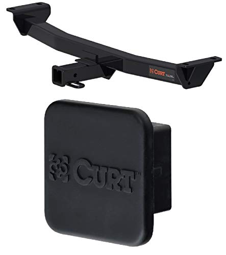 Curt 13417 22272 Class 3 Trailer Hitch with 2 Inch Receiver and 2 Inch Rubber Hitch Tube Cover Bundle for 19-20 Ford Ranger