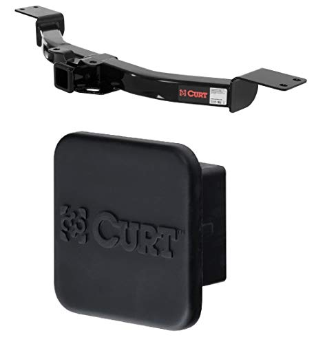 Curt 13424 22272 Class 3 Trailer Hitch with 2 Inch Receiver and 2 Inch Rubber Hitch Tube Cover Bundle for Enclave Traverse Acadia Outlook