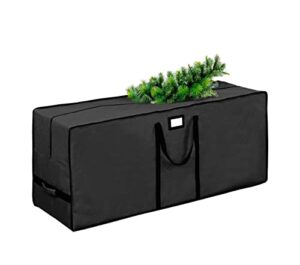 tree storage bag, waterproof christmas tree storage, fits up to 7.5 ft tall artificial disassembled trees,extra large heavy duty storage container with handles (black, 47"x15"x20)