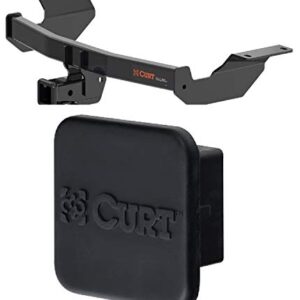 Curt 13397 22272 Class 3 Trailer Hitch with 2 Inch Receiver and 2 Inch Rubber Hitch Tube Cover Bundle for 17-21 Honda CR-V Excluding Hybrid