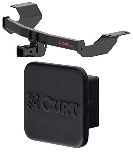 Curt 13397 22272 Class 3 Trailer Hitch with 2 Inch Receiver and 2 Inch Rubber Hitch Tube Cover Bundle for 17-21 Honda CR-V Excluding Hybrid