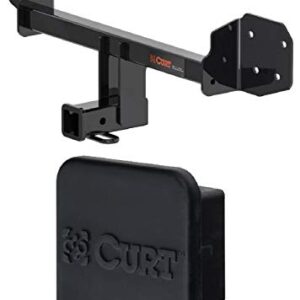 Curt 13410 22272 Class 3 Trailer Hitch with 2 Inch Receiver and 2 Inch Rubber Hitch Tube Cover Bundle for 10-19 Subaru Outback