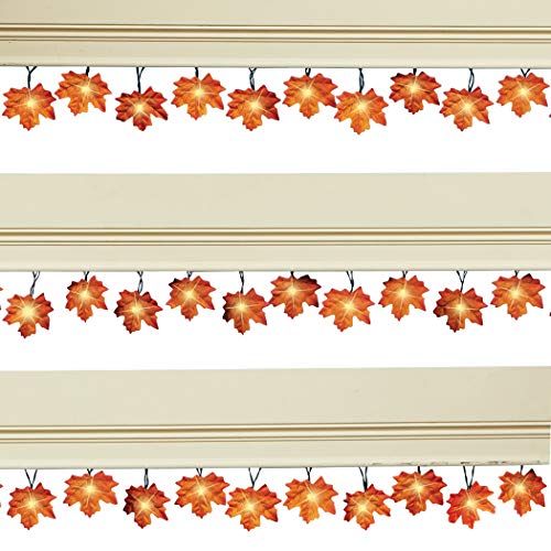 Collections Etc Solar Powered Outdoor Fall Leaves String Lights | Light Ropes, Strings | Fall, Autumn Harvest Outdoor Lights