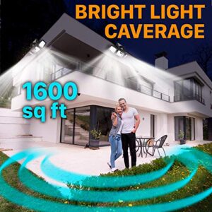 TBI Security Solar Lights Outdoor 216 LED 2200LM, 6500K - Extra-Wide Adjustable 360° 3 Heads with 3 Modes,Wireless Motion Sensor 40ft - Waterproof IP65 Spot Flood Lights Solar Powered 2200mah(2 Pack)