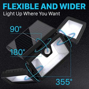 TBI Security Solar Lights Outdoor 216 LED 2200LM, 6500K, 7W - Extra-Wide Adjustable 360° 3 Heads with 3 Modes, Wireless Motion Sensor 40ft - Waterproof IP65 Spot Flood Lights Solar Powered 2200mah