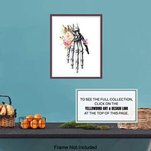 Original Flower Hand Skeleton Wall Art Print - Unique Steampunk Anatomy - Gothic Home Decor for Dr Office - Gift for Doctor, Physician, Nurse, PA - 8x10 Unframed Photos - Orthopedic Bones Poster