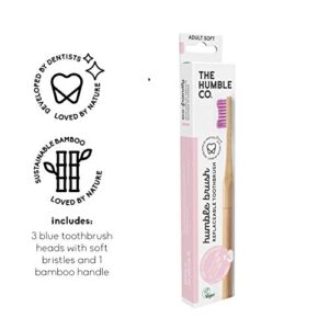 The Humble Co. Bamboo Toothbrush & 3 Toothbrush Heads Vegan and Eco Friendly Toothbrushes for Sustainable Zero Waste Oral Care, BPA Free Soft Bristle Toothbrush (Purple)