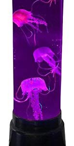 Elegantoss LED Round Jellyfish Lava Lamp with 7 Color Changing Light Effects, Remote. A Sensory Synthetic Jelly Fish Aquarium Tank 14 inches Tall Mood Lamp.