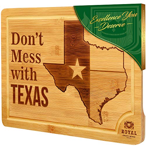 Bamboo State Cutting Board for Kitchen – Texas Cheese Board, Charcuterie Platter & Serving Tray, (15" x 10")