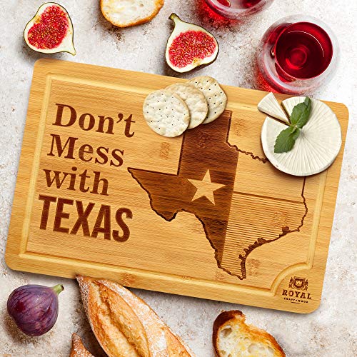 Bamboo State Cutting Board for Kitchen – Texas Cheese Board, Charcuterie Platter & Serving Tray, (15" x 10")