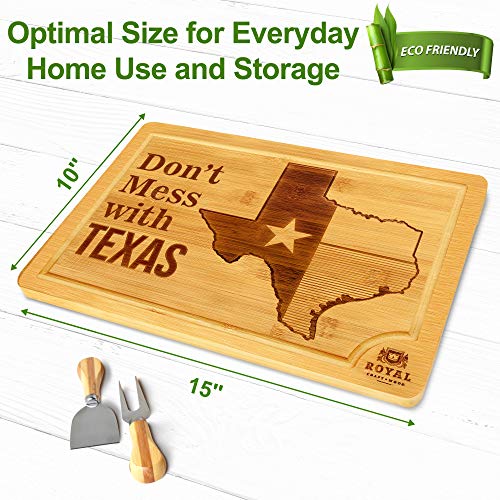 Bamboo State Cutting Board for Kitchen – Texas Cheese Board, Charcuterie Platter & Serving Tray, (15" x 10")
