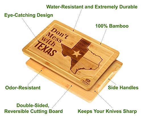 Bamboo State Cutting Board for Kitchen – Texas Cheese Board, Charcuterie Platter & Serving Tray, (15" x 10")