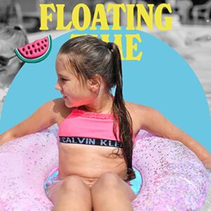 Boxgear Pink Glitter Swim Ring for Pool Beach Lake Glitter Pool Inflatable Swim Tube Glitter Swim Ring for Kids, Adults Glitter Pool Floating Tube Inflatable Pool Float Glitter Pool Ring (48 Inch)