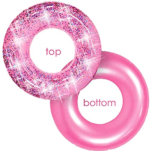 Boxgear Pink Glitter Swim Ring for Pool Beach Lake Glitter Pool Inflatable Swim Tube Glitter Swim Ring for Kids, Adults Glitter Pool Floating Tube Inflatable Pool Float Glitter Pool Ring (48 Inch)