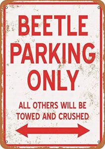 wallors wall decor beetle parking only vintage look metal sign 8" x 12" room novelty wine cellar farm tin signs