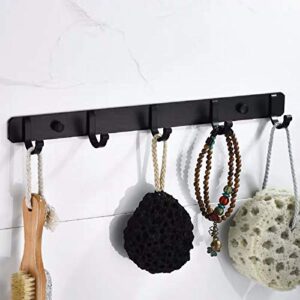Brandless Coat Hook Rack Wall Mounted,Bathroom Towel Hook,Set of 2 Racks with Different Sizes (5 and 6 Hooks),with Metal Rack Rail for Towels Purse Robes Keys for Bathroom,Living Room,Kitchen