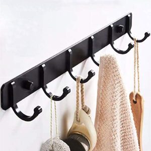 Brandless Coat Hook Rack Wall Mounted,Bathroom Towel Hook,Set of 2 Racks with Different Sizes (5 and 6 Hooks),with Metal Rack Rail for Towels Purse Robes Keys for Bathroom,Living Room,Kitchen