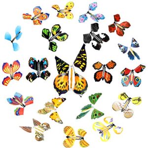 20 pieces magic flying butterfly rubber band powered wind up butterfly toy for surprise book romantic fairy flying toys for christmas party playing birthday anniversary wedding christmas surprise