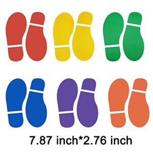 18 Pairs 36 Prints Colorful Kids Size Shoes Footprint Stickers Footprint Decals for Office School Floor Wall Stairs to Guide Directions, 6 Colors
