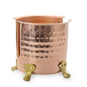 Monarch Abode 17099 Metal Hand Hammered Caddy, Sponge Holder, Kitchen Interior Organizer for Utensils, Crock for Cooking Utensils, Multipurpose, Large Utensil Holder, Pure Copper