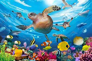 koyiwa 100 pieces jigsaw puzzle for kids age 4-8 sea turtle swimming fantastic seaworld educational puzzle toys for toddler children boys and girls (15 x 10 inch)
