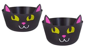 2 piece halloween black pink and white adorable cat candy treat party bowl
