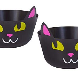 2 Piece Halloween Black Pink and White Adorable Cat Candy Treat Party Bowl