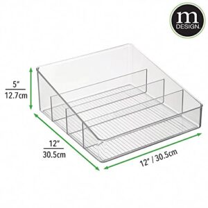 mDesign Large Plastic Food Packet Organizer Bin Caddy - 4 Divided Sections - Storage Station for Kitchen, Pantry, Cabinet, Countertop - Holder for Seasoning Pouches, Soups, Spices, Snacks - Clear