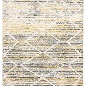 Abani Modern 5'3" X 7'6" Grey, Cream & Yellow Shag Area Rug Rugs Plush Contemporary Boston Collection Tassel Rug