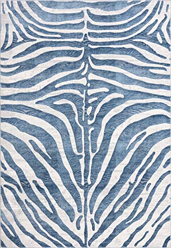 Abani Nova Collection Modern Blue & Grey Zebra Print 7'9" Xx 10'2" Area Rug Rugs Contemporary Style Animal Pattern Rug